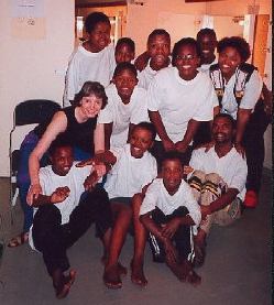 Woza Moya cast in dressing room, Plyhouse Theatre, Durban, S.A.